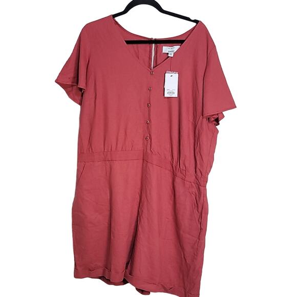 Sonoma Tera Rouge Linen Shorts Romper Womens Plus Size 16W NWT - Picture 1 of 6
